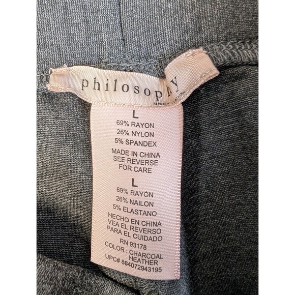 Philosophy Gray Leggings Size Large Pull On Pants Wide Waist Band Stretch - Picture 5 of 8
